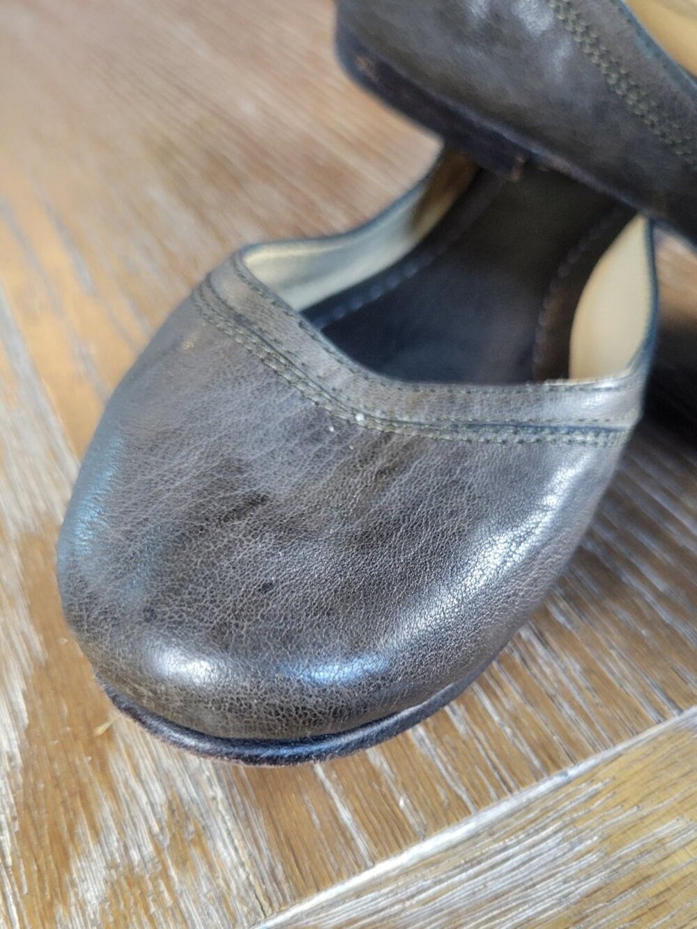 Frye Charcoal Gray Leather Ballet Flats Women's 8.5 B Round Toe Slip On - Picture 6 of 15